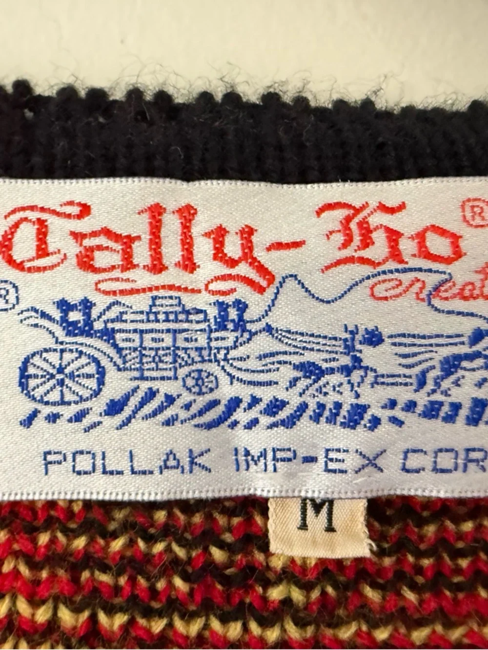 Vintage Tally Ho Red Plaid Knit Jacket with Black Trim 1980s Womens Medium - Picture 14 of 14